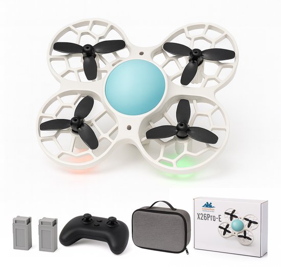 CosmoToys Mini Drone - voor Kinderen - Vliegtuig Speelgoed - RC Vliegtuig - met LED Verlichting - 16 Min. Vliegtijd - Incl. 2 Accu's