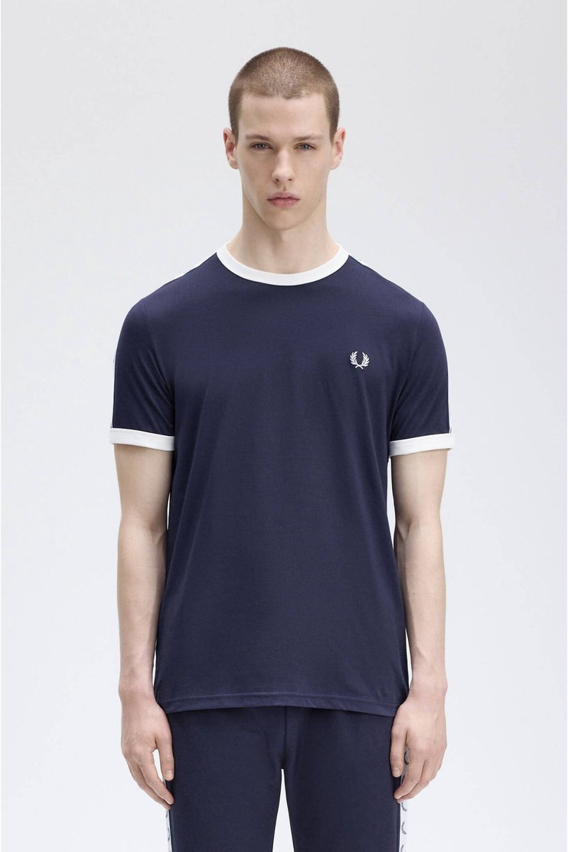 SINGLES DAY! Fred Perry T-Shirt M4620 Heren – Modern-fit Blauw