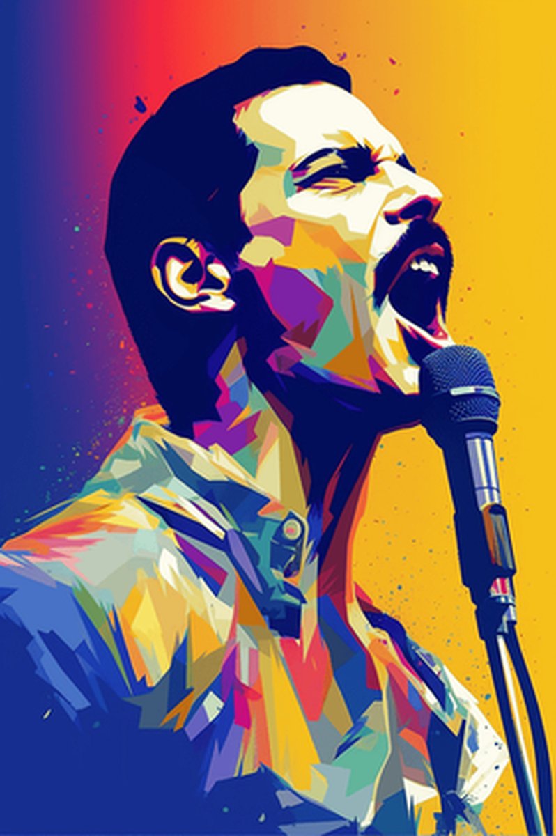 Freddie Mercury Poster - Muziek - Pop Art - Queen - Abstract - posters - formaat 30x40cm - XS361