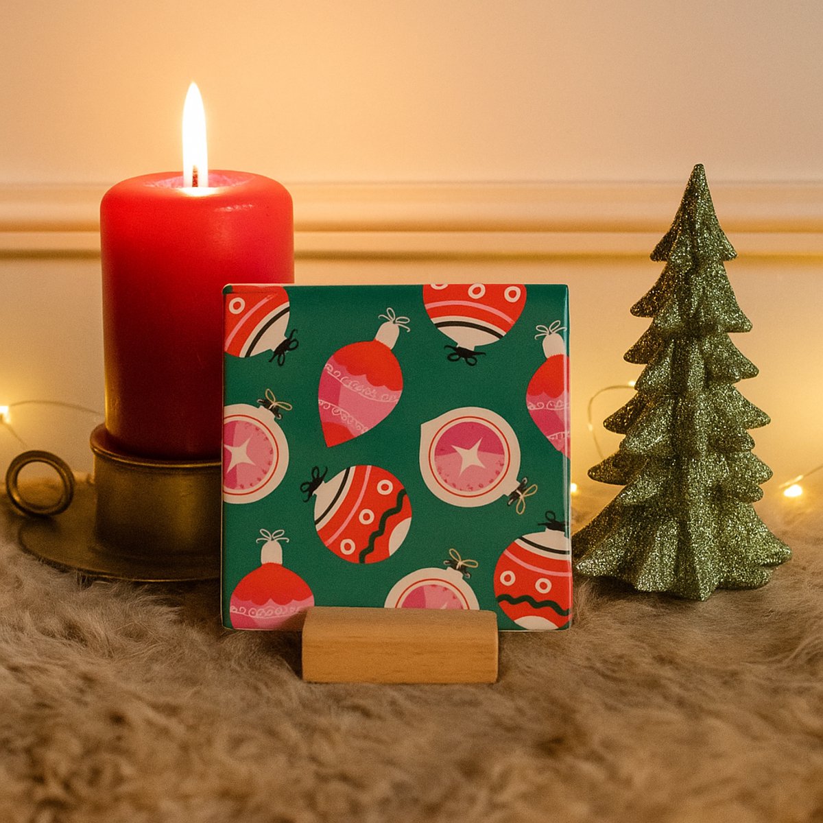 Kerstballen - 10 x 10 cm - Kerst decoratietegel