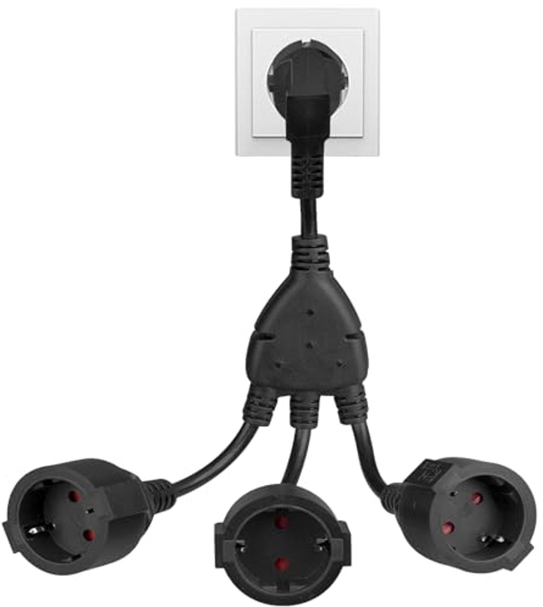 Dubbele Schuko stekkeradapter met 3 stopcontacten – Waterdicht en veilig voor binnen en buiten