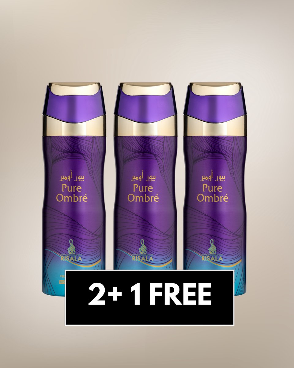 Pure Ombré by Risala – 200ml x3 Perfume Deodorant Spray – Long Lasting Arabic Oriental Fragrance from Dubai – Amber, Woody, Musk & Powdery Scent