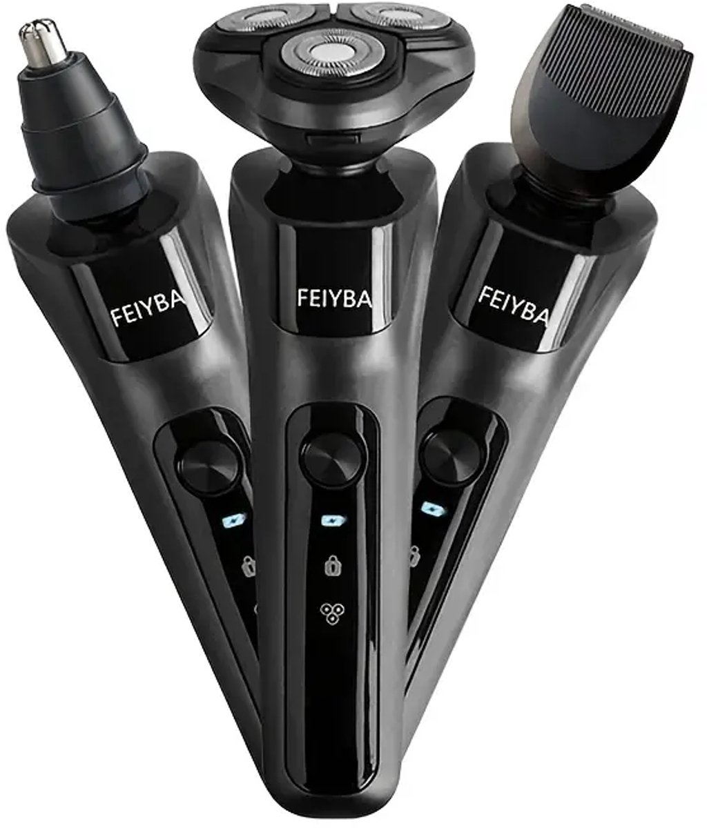 3koppen FEIYBA 3in1 Scheerapparaat - Usb Oplaadbare Body Shaver + Precisie/Baardtrimmer + Neustrimmer - Voor perfecte Lichaamshaar verzorging voor Dames en Heren - Kleur: Zwart