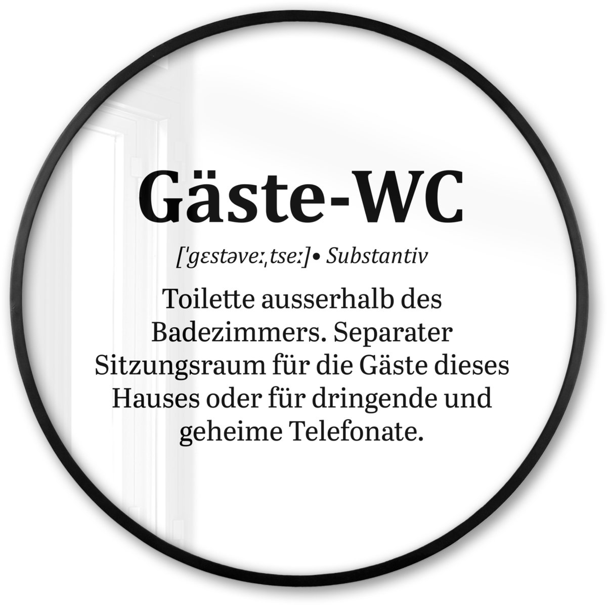 FrameYourWall Poster in lijst Rond - Fotolijst 60x60 cm - Posters - Quote - Definitie - Gäste-wc - Wit - Ronde posterlijst zwart - Decoratie - Wanddecoratie woonkamer - Muurdecoratie slaapkamer Multicolor