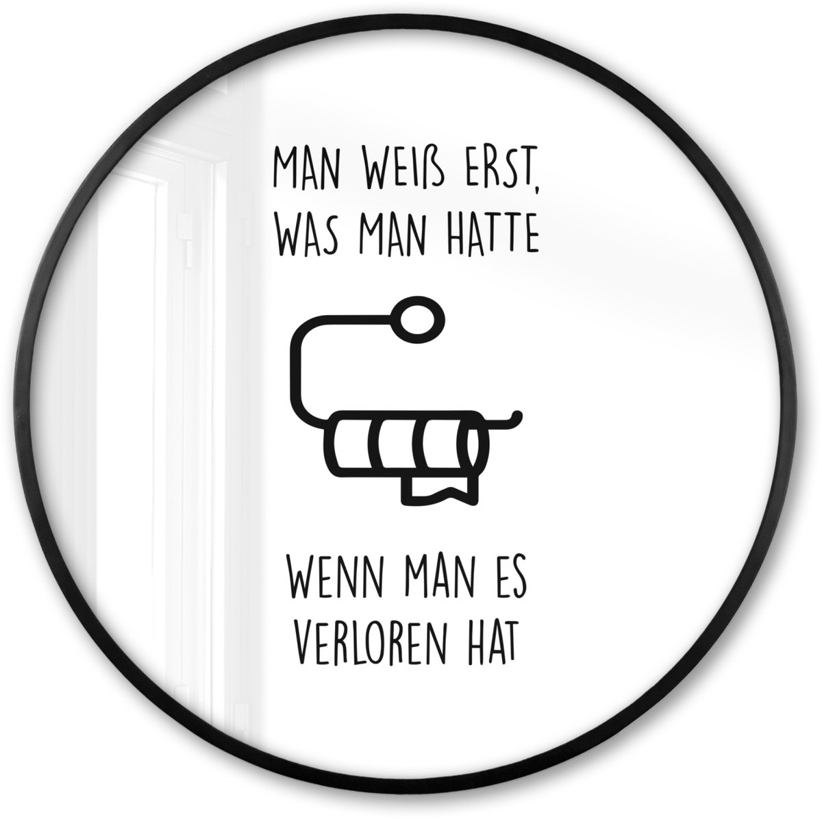 FrameYourWall Poster in lijst Rond - Fotolijst 60x60 cm - Posters - Quotes - Wit - WC papier - Humor - Ronde posterlijst zwart - Decoratie - Wanddecoratie woonkamer - Muurdecoratie slaapkamer Multicolor
