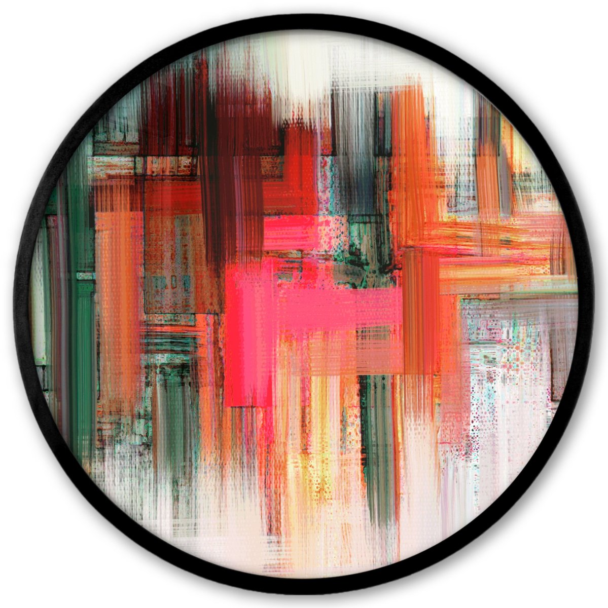 FrameYourWall Poster in lijst Rond - Fotolijst 40x40 cm - Posters - Olieverf - Schilderij - Abstract - Ronde posterlijst zwart - Decoratie - Wanddecoratie woonkamer - Muurdecoratie slaapkamer Multicolor