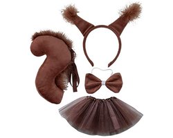 Halloween - Accessoires - Halloween accesoires - Eekhoornoren - haarband en staartset - vlinderdas - tule rok - accessoires voor knuffeldierkostuum - set - verkleedkostuum - carnavalskostuum - feestaccessoires