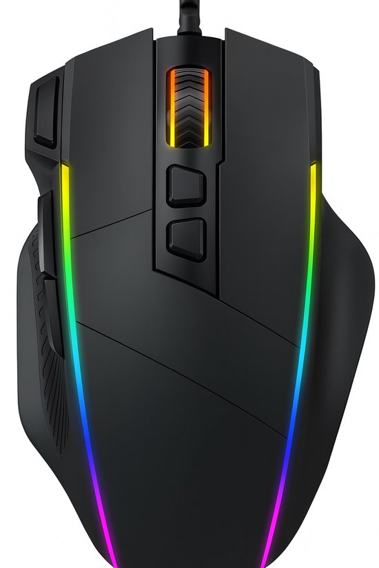 StayPowered Gaming Muis - Ultieme Precisie en Snelheid voor Elke Gamer - 8000 DPI Instelbaar - 8 Programmeerbare Toetsen - RGB-Verlichting - Vuurknop - Ergonomisch Design - Duurzame USB-Kabel - Zwart - Levering Sneller dan Aangegeven!