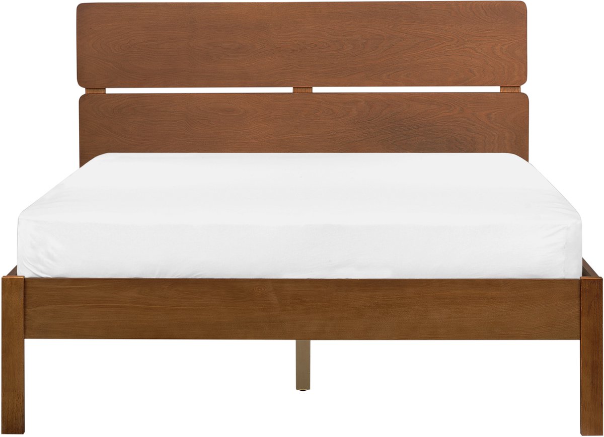 BELIANI BOISSET - Bed met LED - Donkerbruin - 140 x 200 cm - Rubberhout