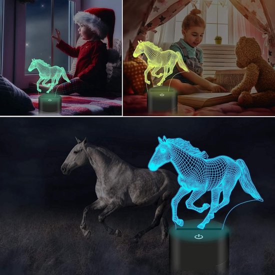 Daity Paardenspeelgoed nachtlampje, paardenspeelgoed 16 kleurveranderende lampjes met afstandsbediening, paardencadeau voor meisjeskamer, verjaardag, vakantie en Kerstmis van Daity — afbeelding 5