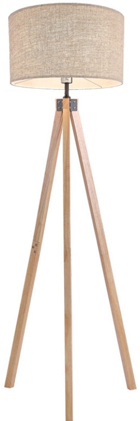 IBETTERTEC - Lampadaire de salon - Lampe de lecture - Lampadaire - Trépied en bois - Lampadaire LED E27 - (Ampoule LED non incluse) - pour salon - chambre - bureau - éclairage de lieu de travail - éclairage de salon - style scandinave