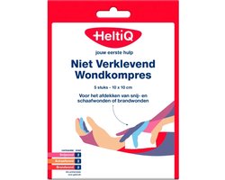 Heltiq wondkompres - Niet verklevend - Steriele gaasjes - 10x10 cm - 5 stuks
