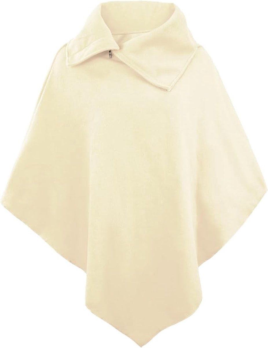Poncho dames winter herfst elegant klassiek effen stretch cape mouwloos charmant los onregelmatige sjaal Young Fashion Top - L: 96-99cm, W: 176-188cm - One-size - beige