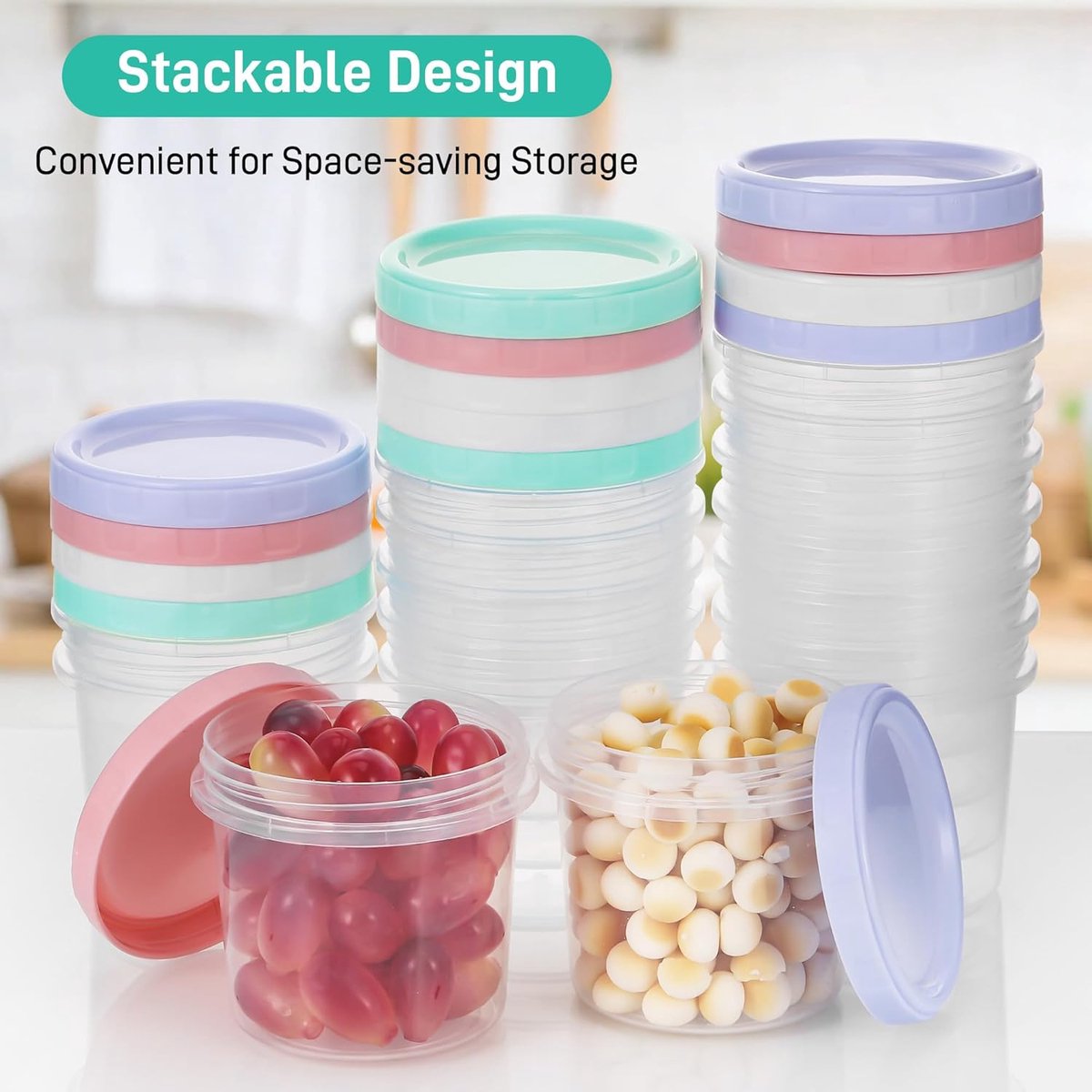 Candala 16 stuks luchtdichte containers voor kleine levensmiddelen, 300 ml, herbruikbaar, container voor vriezer, kleine container met deksel voor yoghurt, lunch, veilig voor magnetron en vriezer