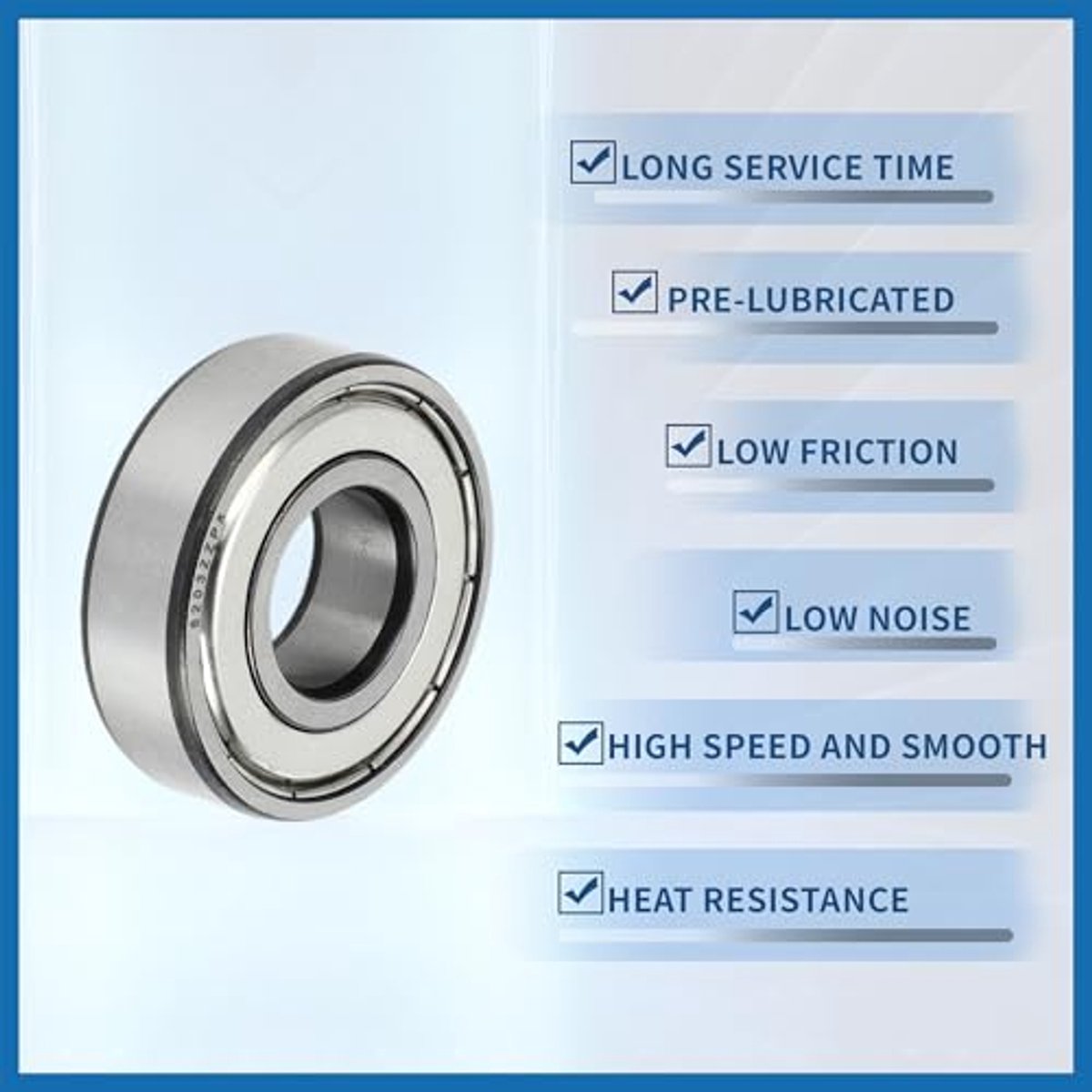 6203ZZ & Deep Groove Ball Bearings P5 17x40x12mm Lubricated Bearings Double Metal Seal Tone Scooter Skateboard Wheel Pack of 10