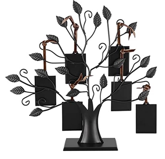 Familieboom Fotolijst, Zwart Metalen Modieuze Familiefoto's Frame Display Boom met Hangende Fotolijsten Home Decor voor Tafelweergave Sky Wheel (L Wordt geleverd met 12