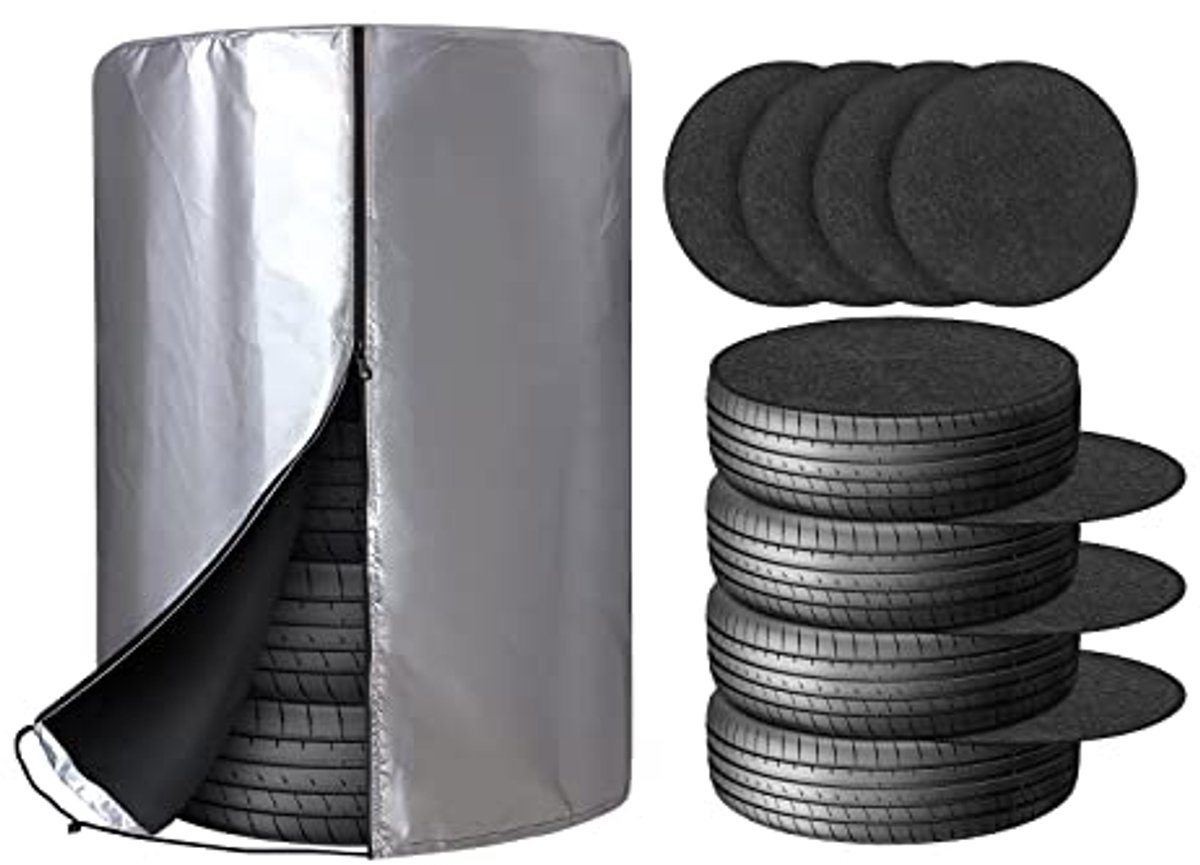 Waterdichte Bandentas met Viltmatten voor Seizoensgebonden Banden - Geschikt voor 4 Banden (14-18 inch)