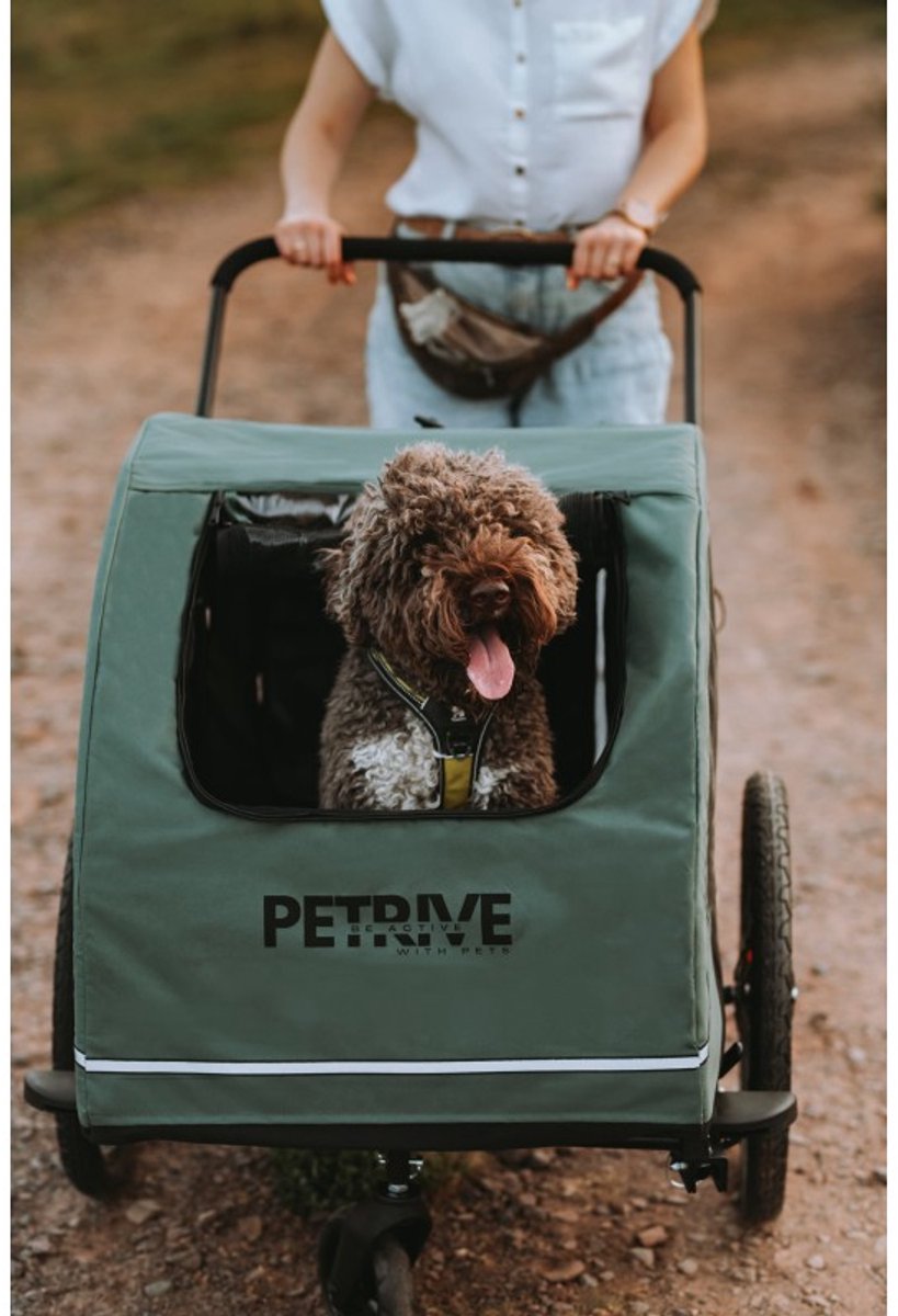 ACTIVE ONE Fietstrailer met Wandelset voor Honden (Dark Green)