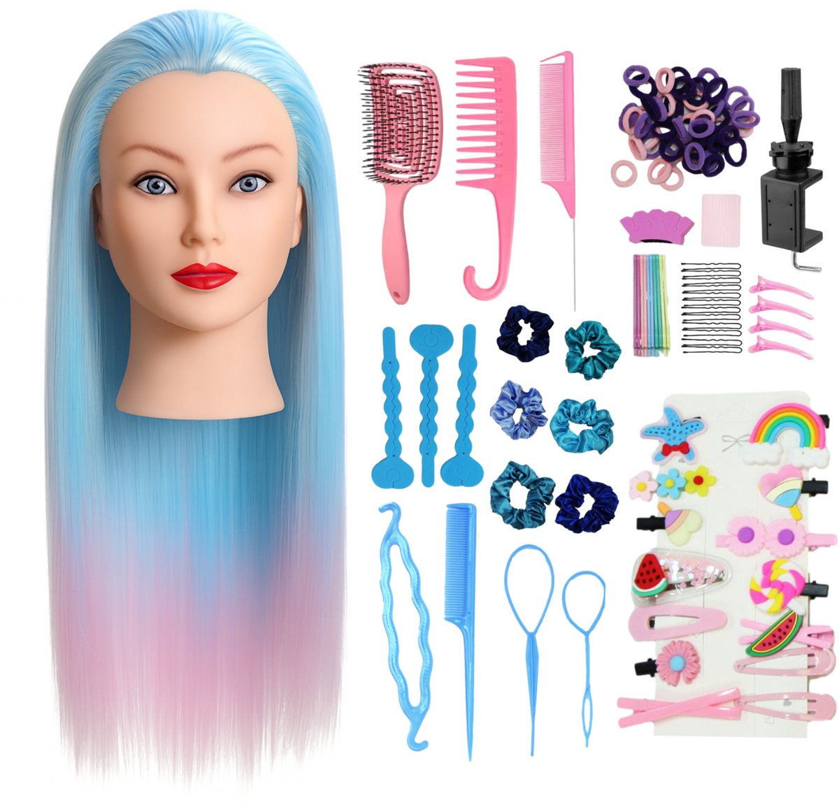 Kappershoofd Elisa – Oefenhoofd Kinderen met Accessoires & Statief – Kaphoofd Meisjes Speelgoed – Perfect Cadeau voor Sinterklaas & Kerst