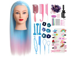 foto van Kappershoofd Elisa – Oefenhoofd Kinderen met Accessoires & Statief – Kaphoofd Meisjes Speelgoed – Perfect Cadeau voor Sinterklaas & Kerst