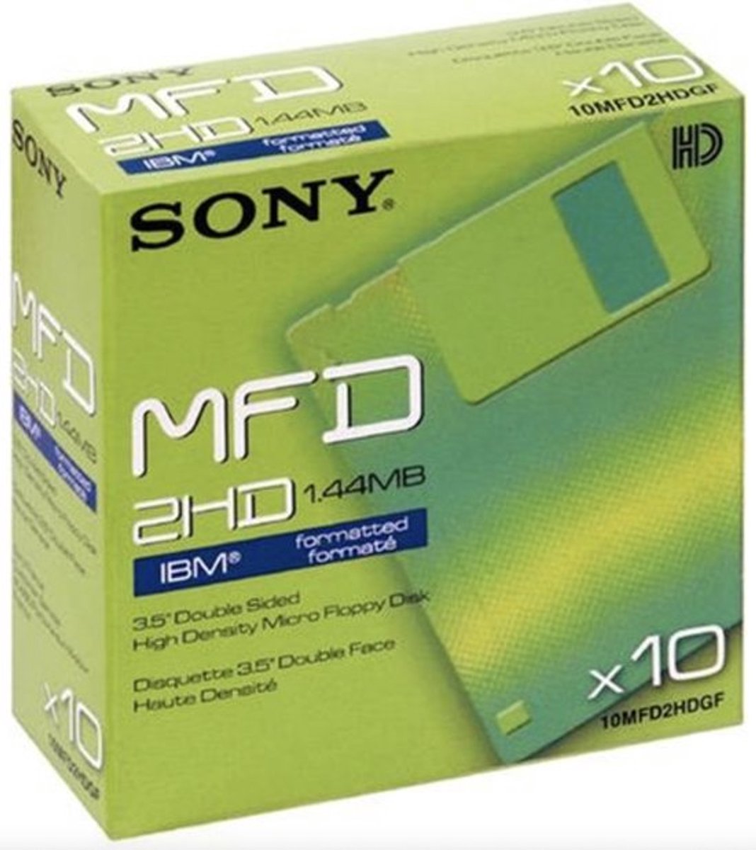 Floppy diskettes Sony 3.5'' IBM formatted 1.44MB Floppy disk MFD-2HD / 10 pack.