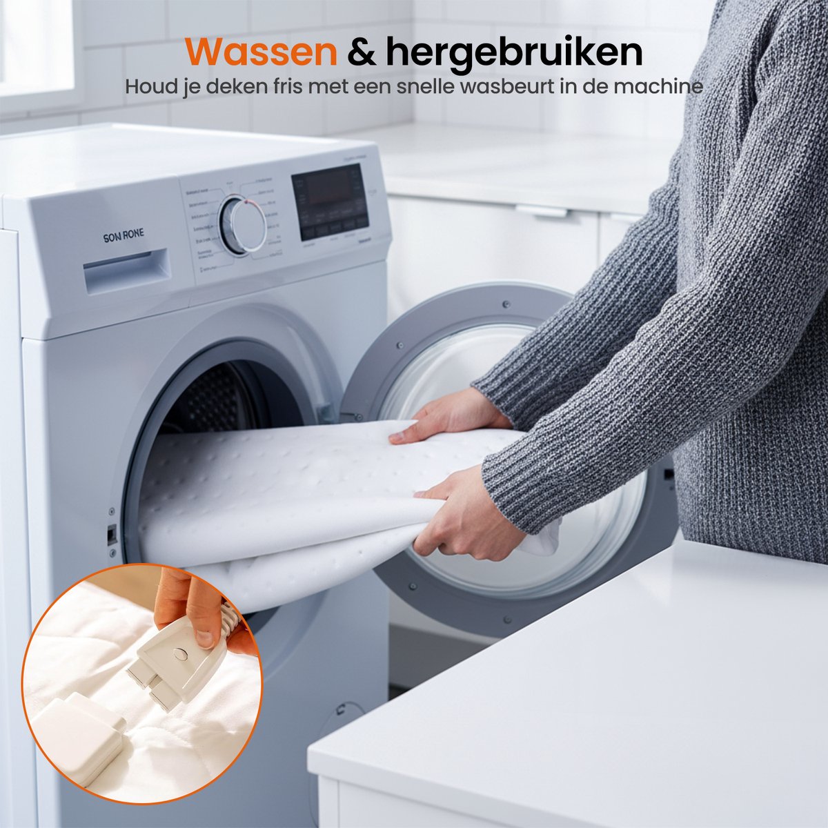 Goliving Elektrische Onderdeken – 1–Persoons – Warmtedeken – Elektrische Deken – 3 Warmtestanden – Timerfunctie – 60 Watt – Polyester – 150 x 80 cm – Wit – foto 2