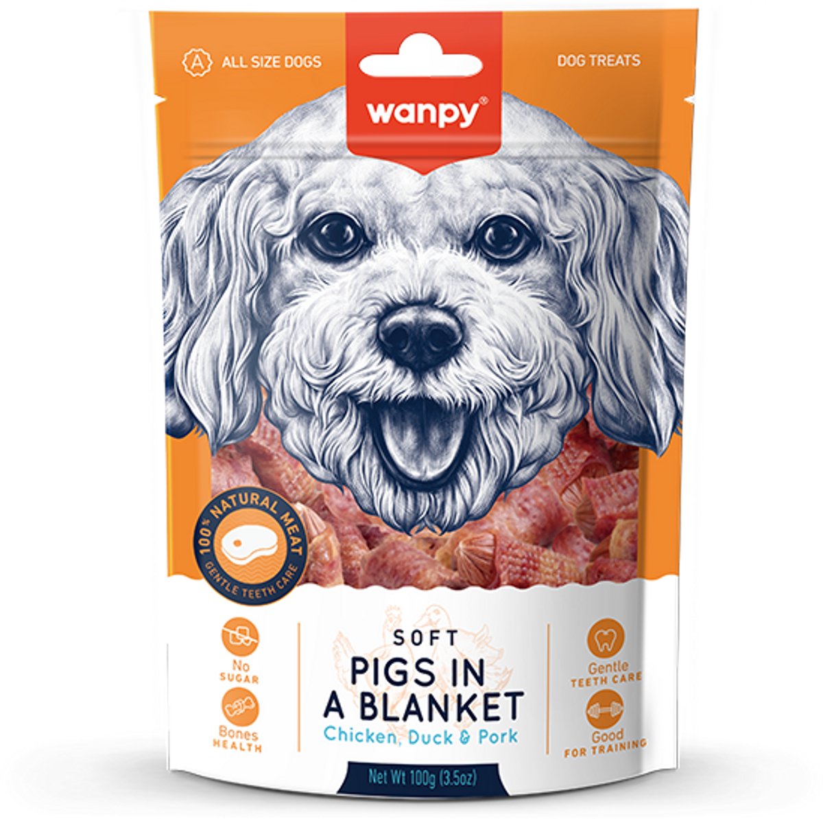 Wanpy - Pigs in a blanket - kip, eend & varken - hondensnack