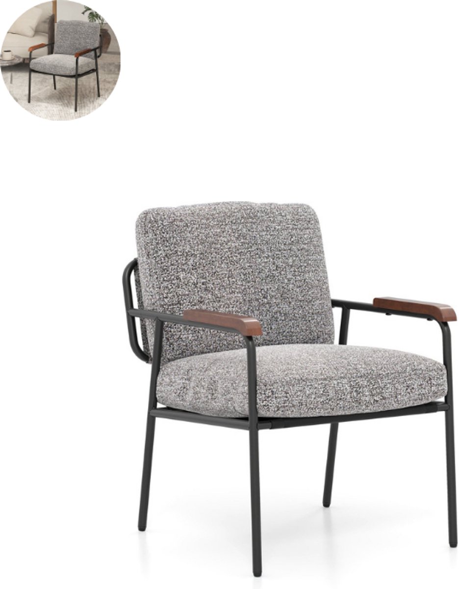 Fauteuil - Relaxzetel - Relaxstoel - Relaxfauteuil - Stoel - Met armleuning - Voor één Persoon - Grijs