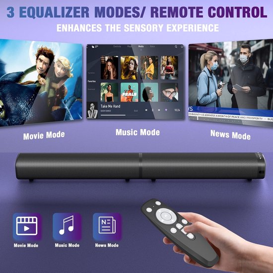 100W Soundbar voor Smart TV met Bluetooth 5.3 en Afneembare Torenluidsprekers - Home Cinema Surround Sound — afbeelding 4