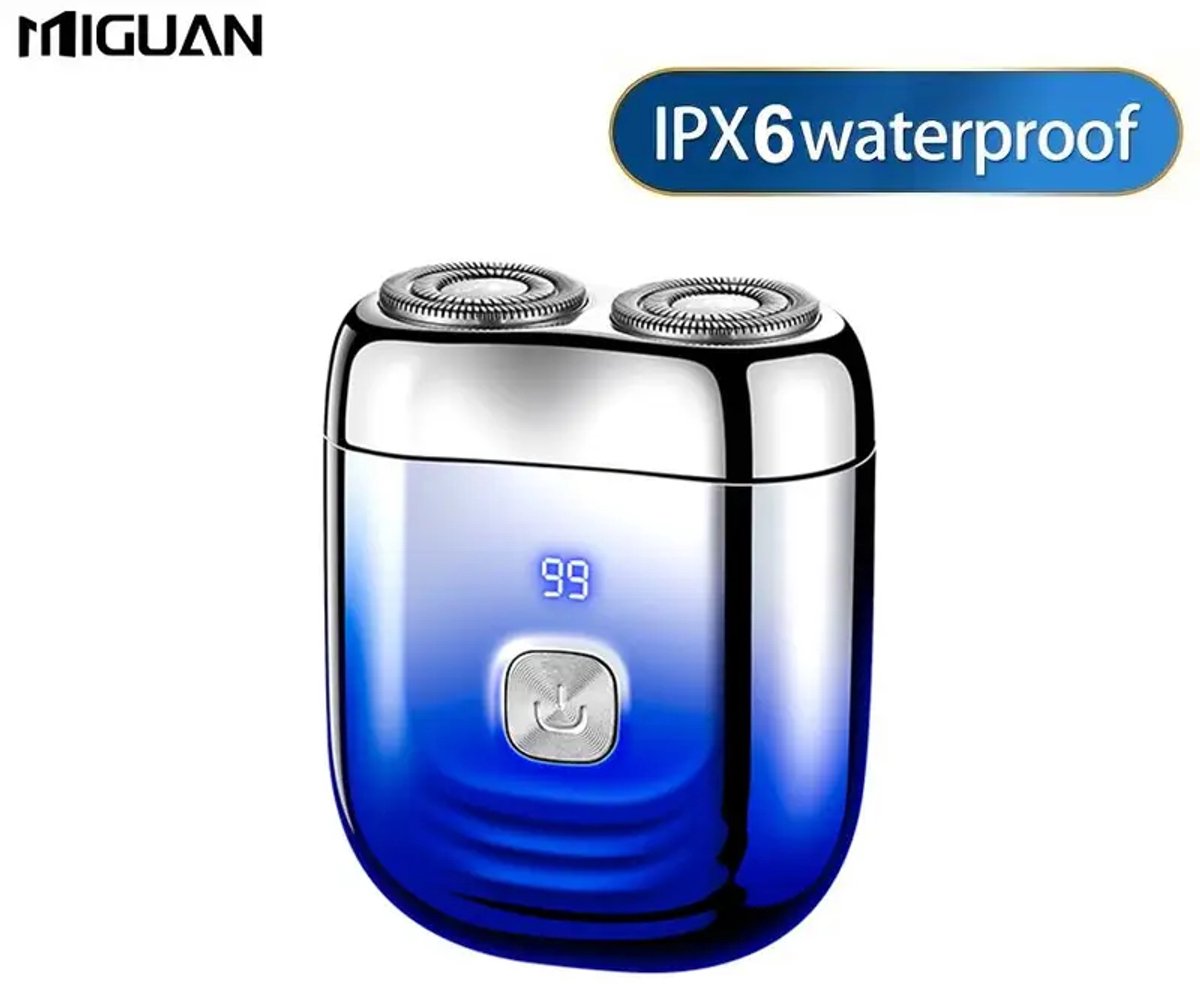 Digitale Miguan 2-Blade Scheerapparaat - Usb Oplaadbare 2-Kop Body Shaver + Baard/Precisietrimmer - Digitale Batterij Indicator - Perfecte Lichaamshaar Verzorging voor Dames en Heren - Kleur: Blauw
