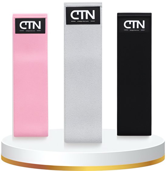 CTN Weerstandsbanden Set 3 Stuks – Sport banden – Fitness Elastieken – Booty Bands – Anti Slip – Roze, Grijs, Zwart – Thuis Sporten, Yoga, Workout, Krachttraining