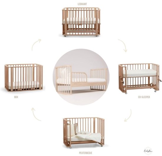 BabyRace - Co sleeper ledikant naturel inclusief vlechtbumper