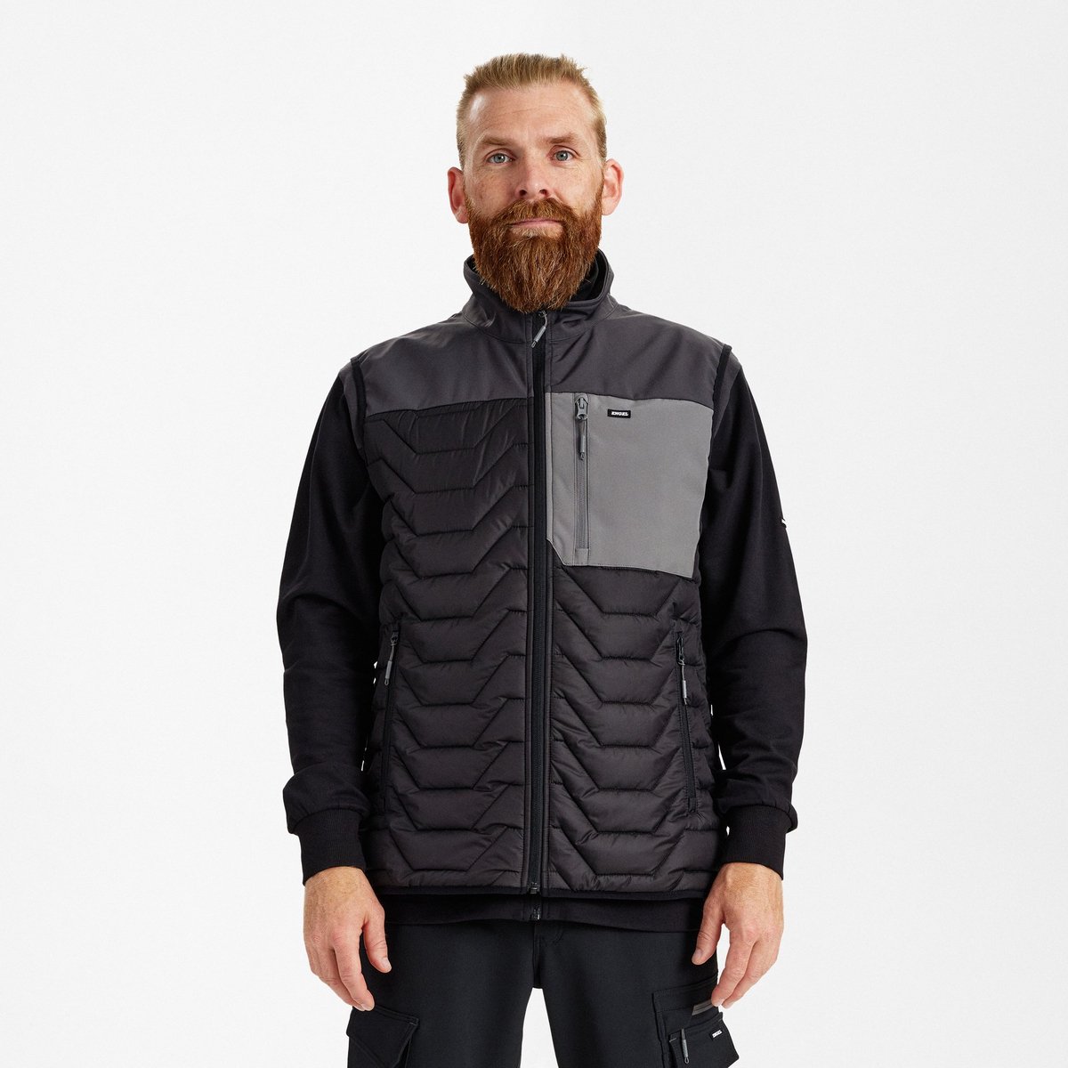 Engel Entire gevatteerd bodywarmer 5328-142 - Black / Anthracite Grey - S