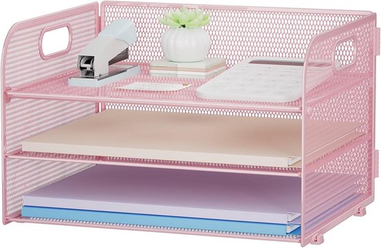 SUPEASY 3-laags papieren organizer met handvat, mesh bureau