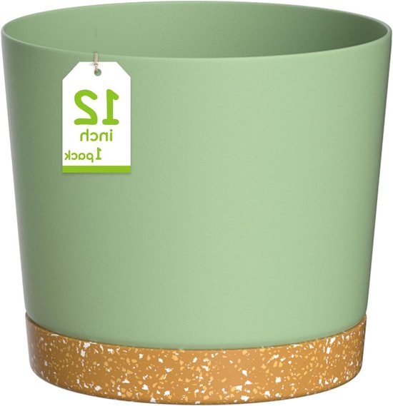 ZMTECH Plantenpotten – Set Van 3 – 20 Cm – Met Afvoergaten & Afneembare Schotel – Modern Minimalistisch Design – Groen – Voor Binnen & Buiten