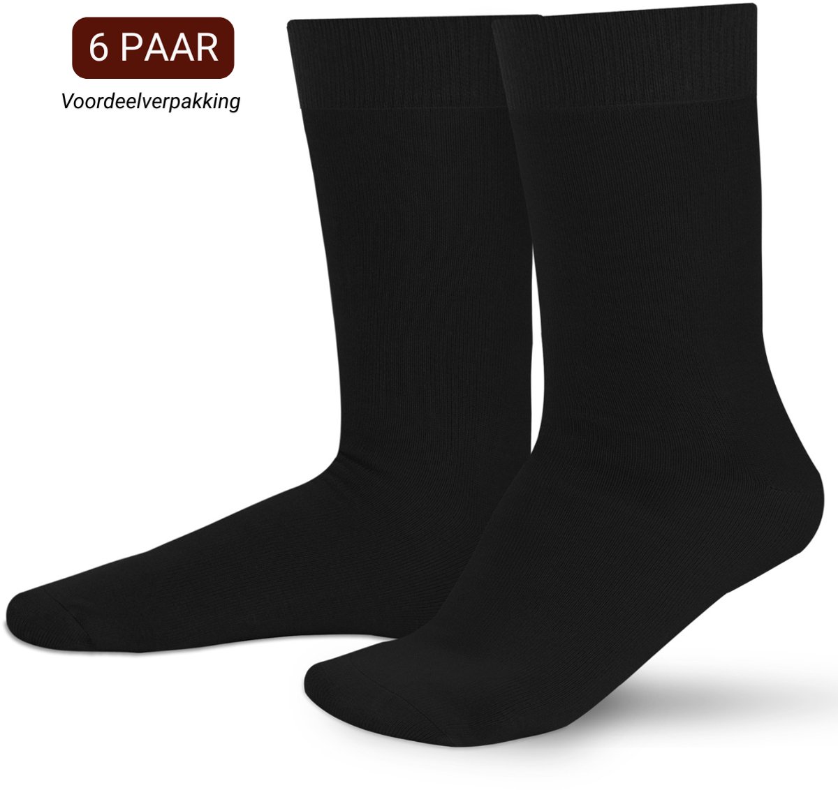 Sukats® Katoenen Sokken - 6 Paar - Zwart - Maat 43-46 - Herensokken - Smart Casual - Meerdere Maten en Kleuren - Herensokken katoen - Naadloos