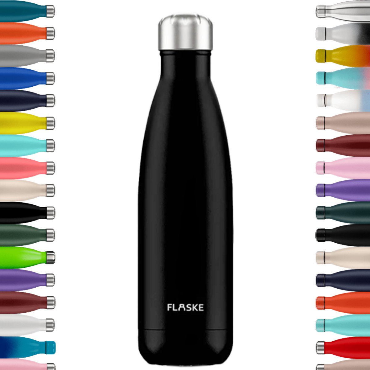 FLASKE Original 500ML - Night - RVS Drinkfles van 500ML - Geschikt als waterfles, thermosfles en thermoskan