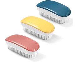 Washing Brush - Cleaning Brush - 3 Pcs Colorful Hand-Held Detail Protection Cleaning Tools voor Kleding - Schoenen - Tapijt - Gootsteen - Badkamer - Badkuip (Geel - Rood - Blauw)