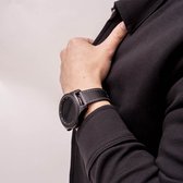 Strap-it Smartwatch bandje 22mm - leren 'one push' band geschikt voor Samsung Galaxy Watch 3 45mm - Polar Vantage M / Grit X - Huawei Watch GT 2/3/4/5 (Pro) - 46mm / OnePlus Watch - Xiaomi Watch S1 / S3 / S4 / Watch 2 (Pro) - zwart