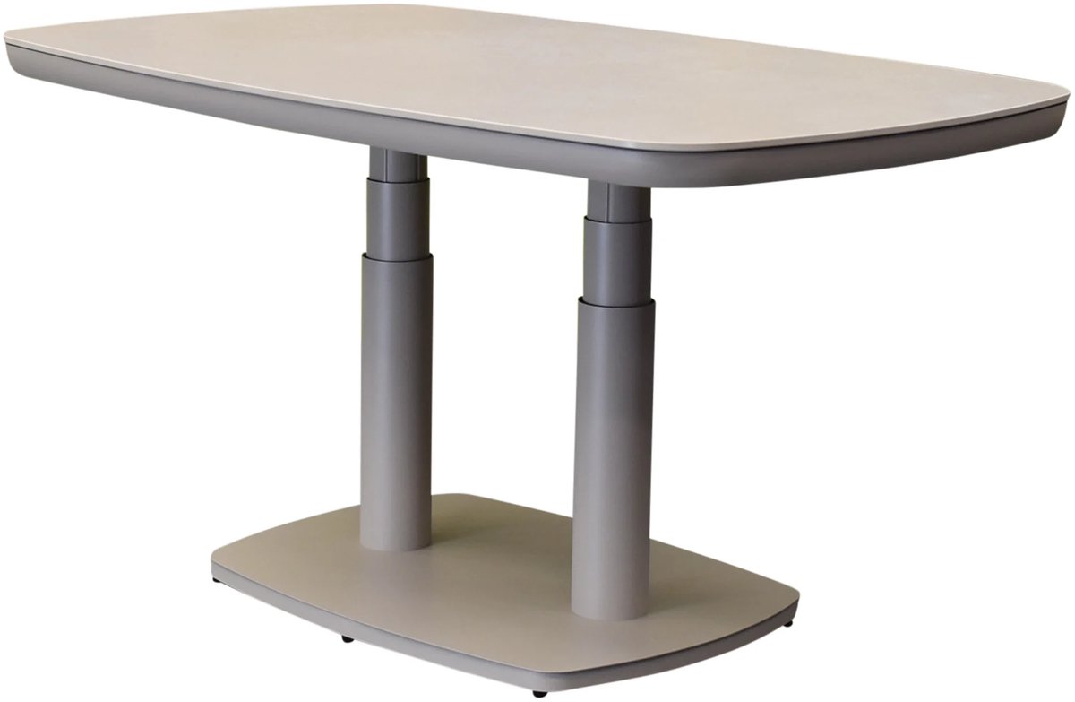 AVH-Collectie Monza lounge-dining tafel 135x85xH51-72 cm in hoogte verstelbaar aluminium latte Zand / Latte / Linen