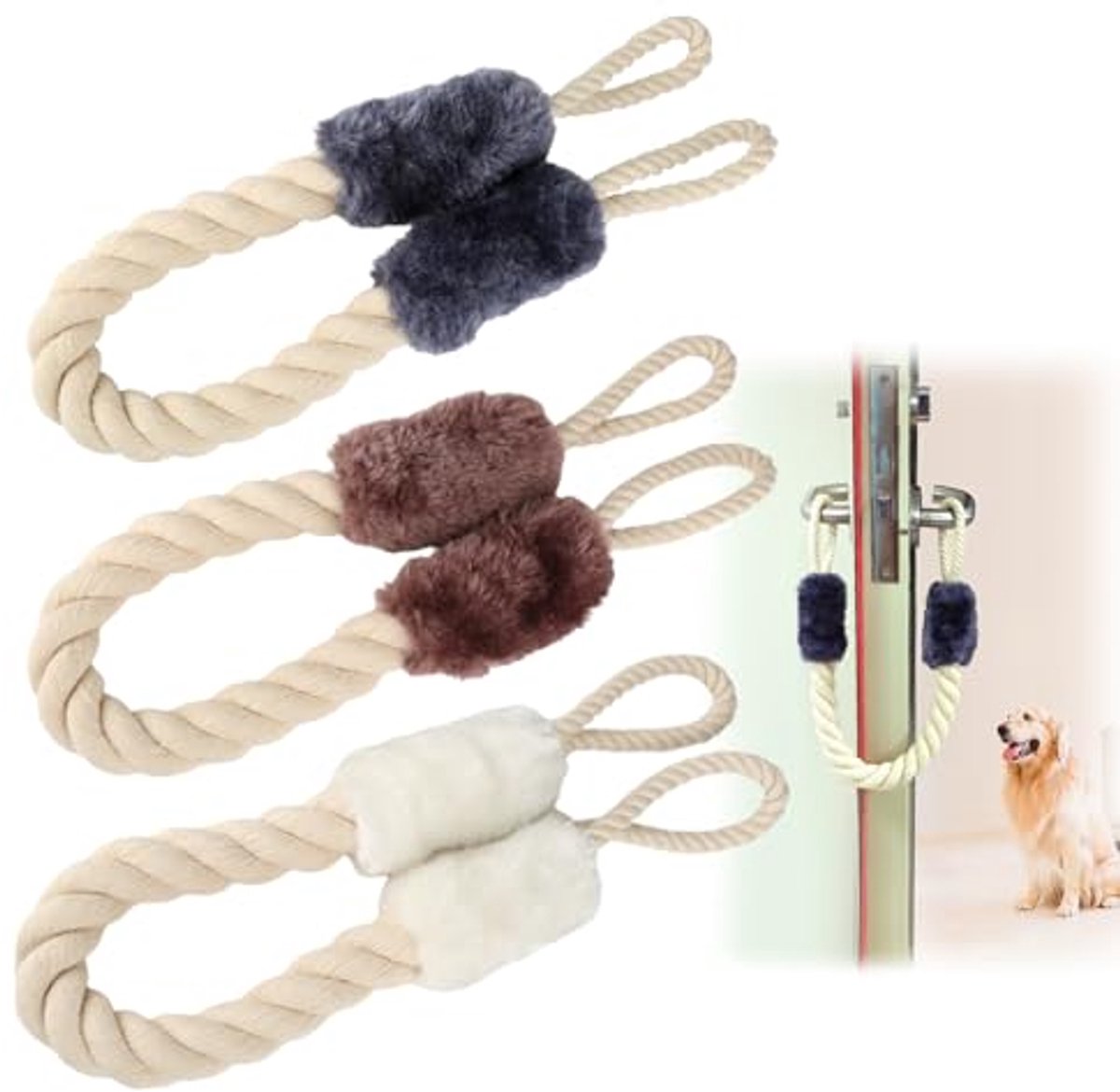 Katoenen Deurstopper met Klembescherming voor Kinderen en Huisdieren - 3 Stuks