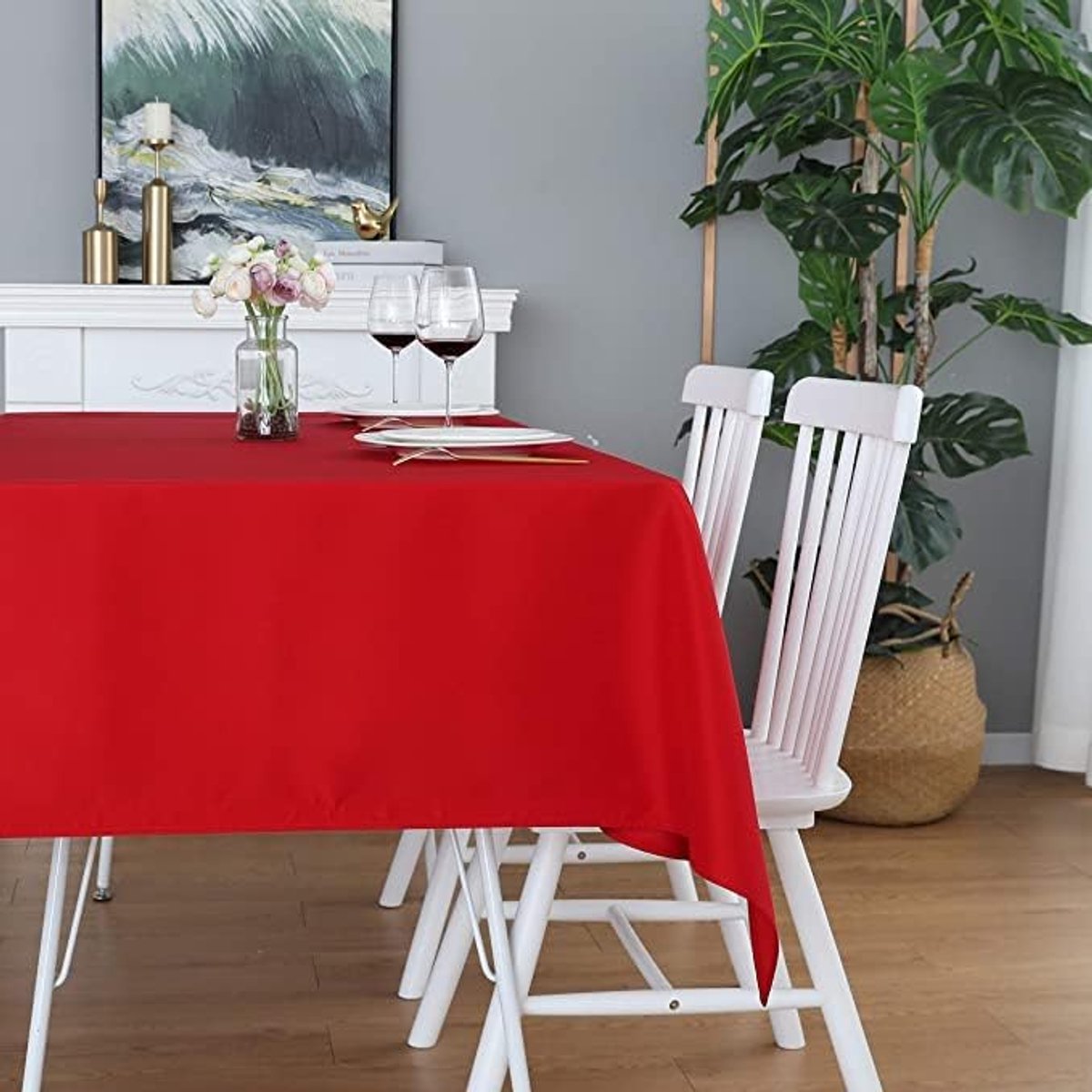 Premium Rode Tafelkleed 140 x 200 cm - Luxe Katoen en Linnen voor Elke Gelegenheid