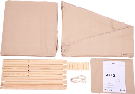 Sunny Vera Tipi Tent Sandy Beige voor kinderen - Wigwam Speeltent met raam van katoen - Tipi tent kinderen met Vloermat - 110x110x160cm - Stokken van hout van Merkloos — afbeelding 3