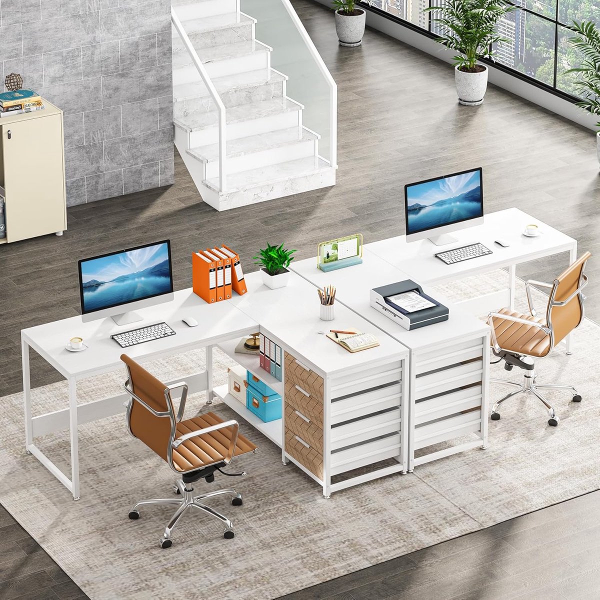 Tribesigns Bureau - L-Vormig Game Bureau met 4 Laden - Wit thumbnail 5