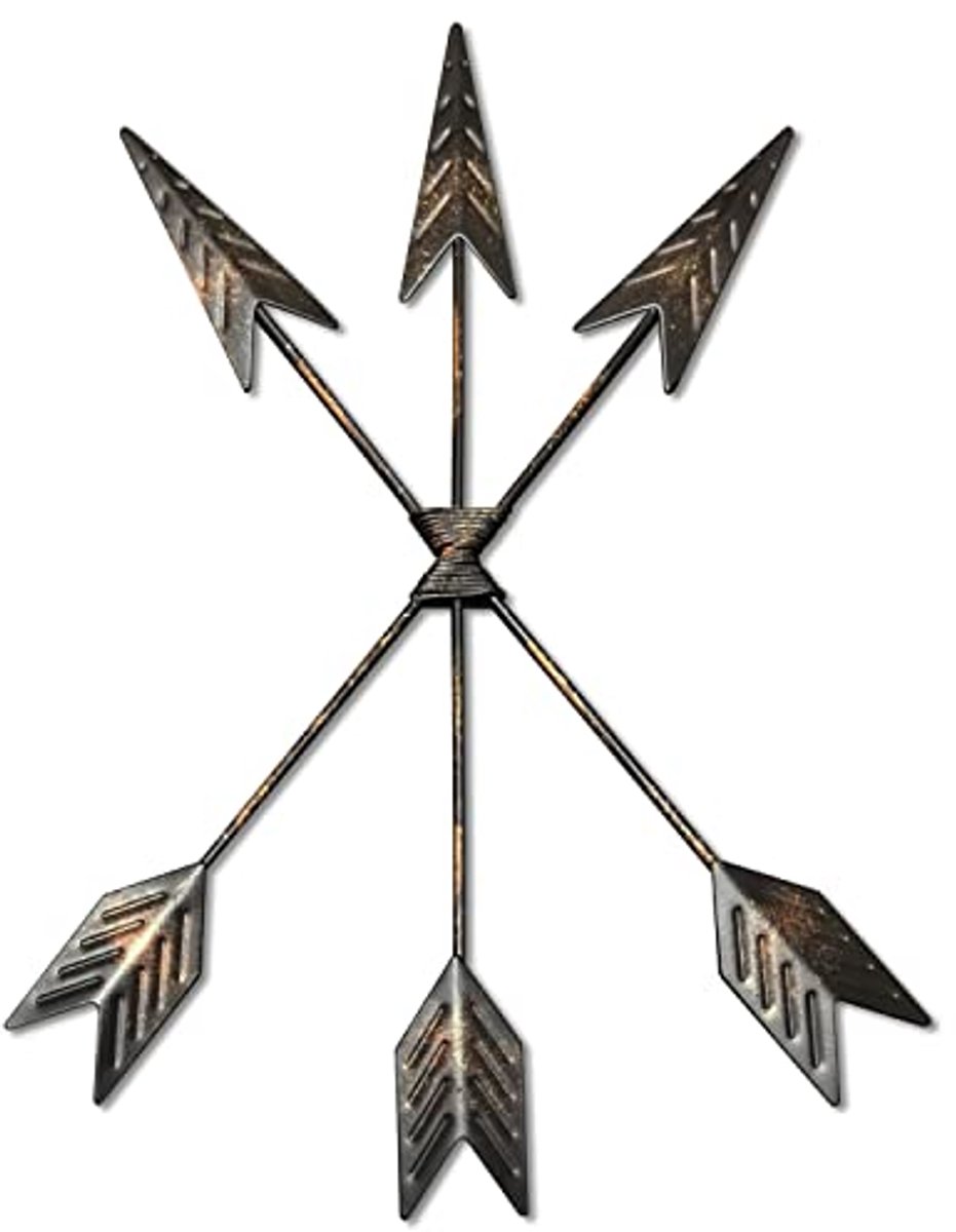 Metalen Pijl Wanddecoratie Set van 3 voor Rustieke en Westerse Decoratie