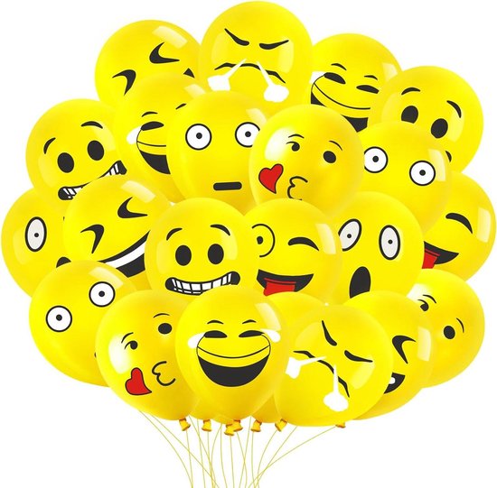 Premium Ballonnen Geel 100 Stuks Smiley Emotie Serie Latex Ballonnen voor Helium - Feestdecoratie Verjaardag Kinderen J/M