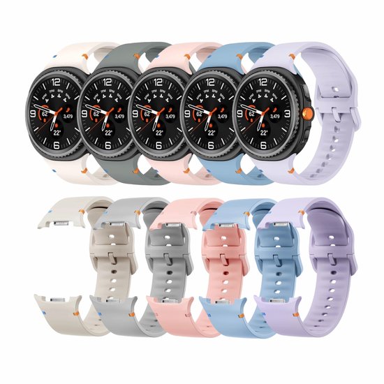 Set van 5 siliconen bandjes met gespsluiting voor Samsung Galaxy Watch 8 40/44mm & Classic 46mm, ademend, unisex