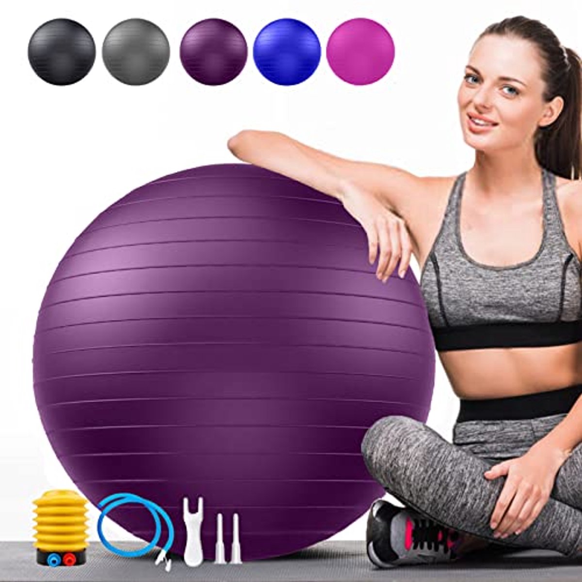Zachte gymnastiekbal voor fitness, yoga en zwangerschap - Ergonomisch, anti-burst en supports tot 2200 lbs