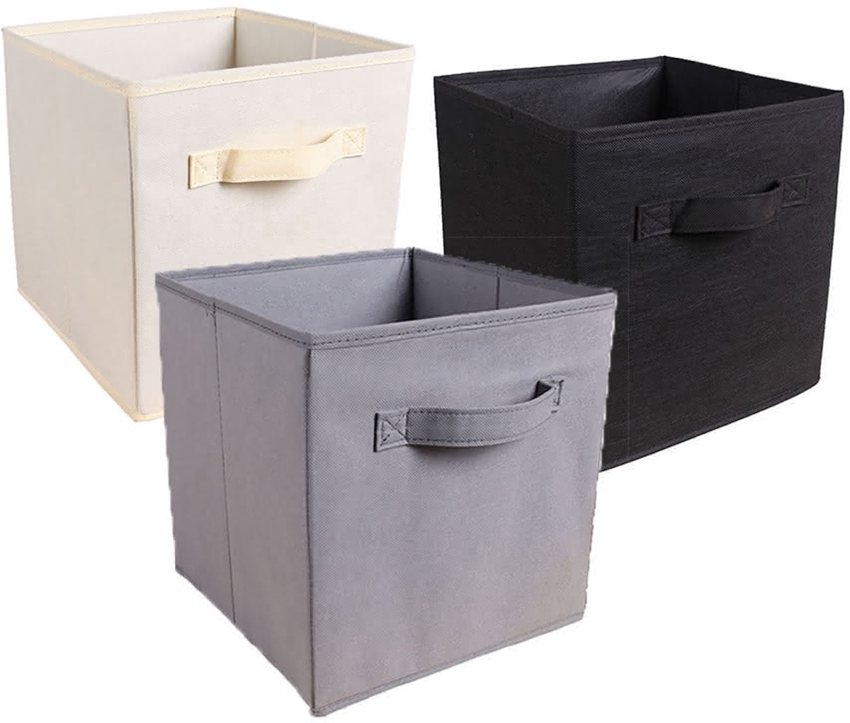 SUMOH® Opbergmanden Set van 6 Gebroken Wit – 27x27x28 cm – Stof Opvouwbare Opbergboxen zonder Deksel – Past in IKEA KALLAX Kasten – Lichte, Stevige Kubus Manden met Handvat – Speelgoed, Kleding, Kast, Organizer voor Woonkamer, Badkamer & Kinderkamer