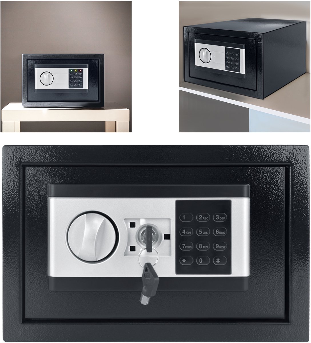 Mini Tresor Voor Thuis 22L Safe Klein Meubeltresor Hotelsafe Uit Staal Met Digitale Wachtwoord & 2 Beveiligingssleutels & Batterijdoos & Alarmfuncties & Binnenverlichting Minisafe